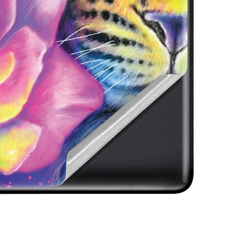 Neon Rainbow Cheetah with Rose by Sheena Pike Pixel Skins